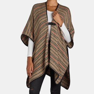 Women’s Houndstooth Ruana Wrap Poncho Cape – One Size